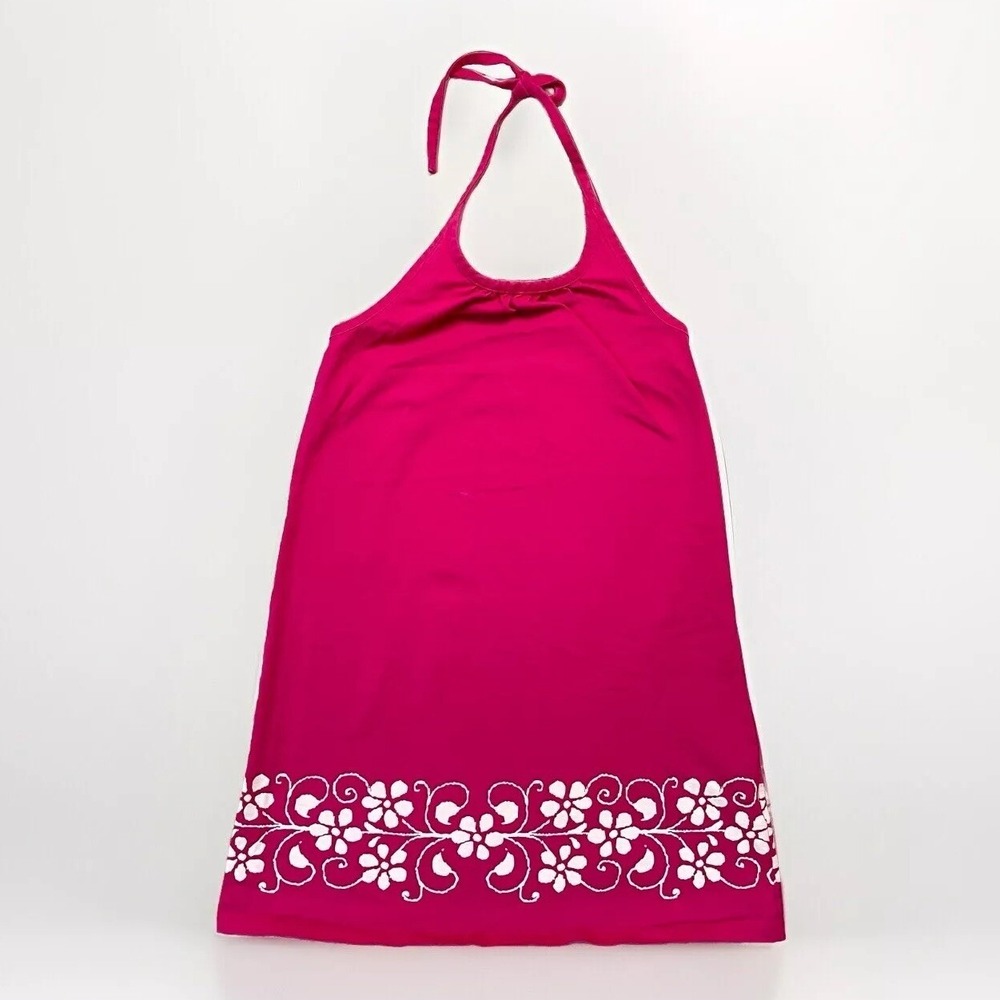 Hanna Andersson Kids Fuchsia Floral Halter Dress Size 120